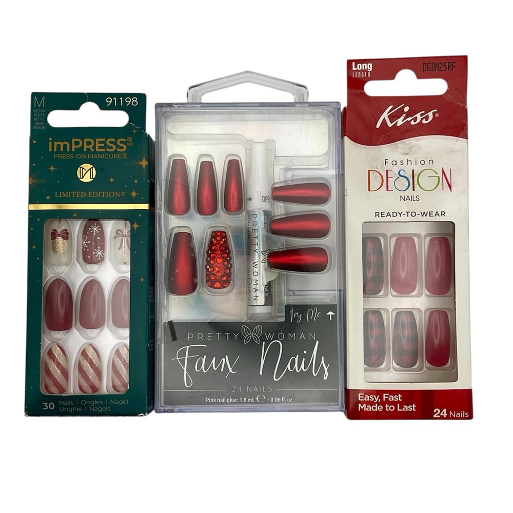 inPRESS, Pretty Woman and Kiss Christmas Nails - Lot of 3